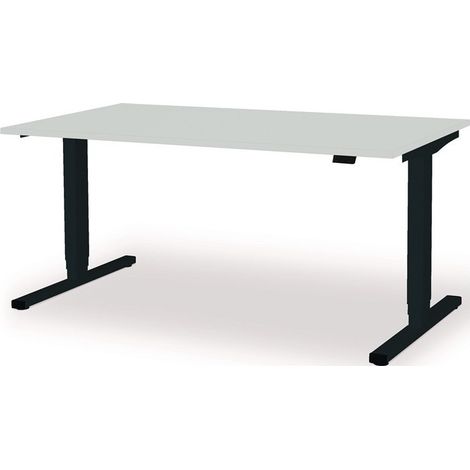 Bureau à levier H650-1250xL1600xP800mm gris anthracite/gris clair électr.MAUSER