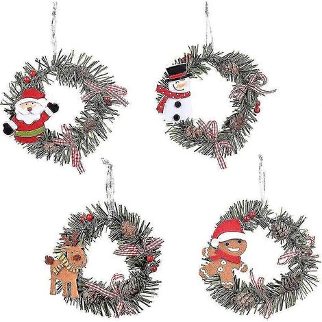 Couronne de Noël, petite couronne de Noël, décoration pour sapin de Noël, lot de 4 (1/5)