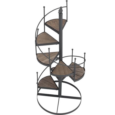 Étagère en fer forgé de style européen pour plantes, support décoratif pour escalier, balcon et salon, livré avec une couche de protection à bulles supplémentaire. (1/5)