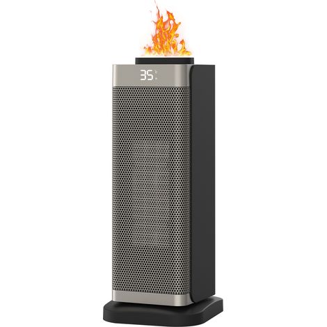 Chauffage Électrique Vertical à Graphène, Souffleur de Chaleur Rapide avec Flamme Simulée 3D et Humidificateur Ultrasonique Intégré, Faible Bruit ≤36dB, Dimensions 16.5x19x41.3cm, 220V – Idéal pour Ma (1/5)