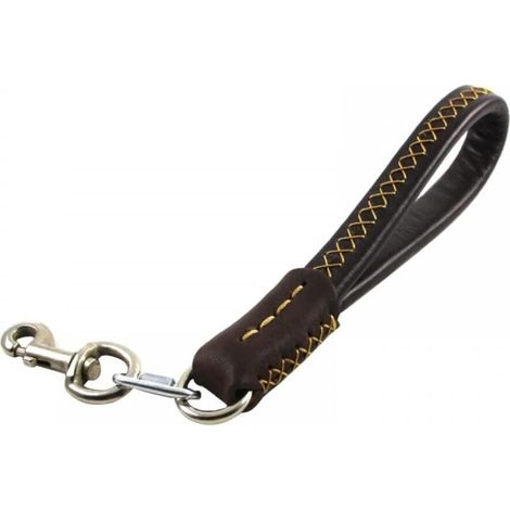 Short Leather Dog Leash, 35cm Short Handle Dog Walking Leash with Padded Handle and 360° Rotating Carabiner for Medium and Large Dogs (Width 2cm)