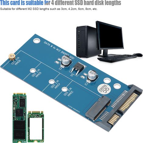 Carte d'extension NGFF M.2 vers SATA, adaptateur pour disque SSD, interface Type‑B bleue (1/5)