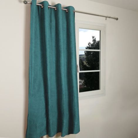 OTTAWA - Rideau thermique occultant jacquard 140x180 cm Coloris - Bleu canard (1/4)