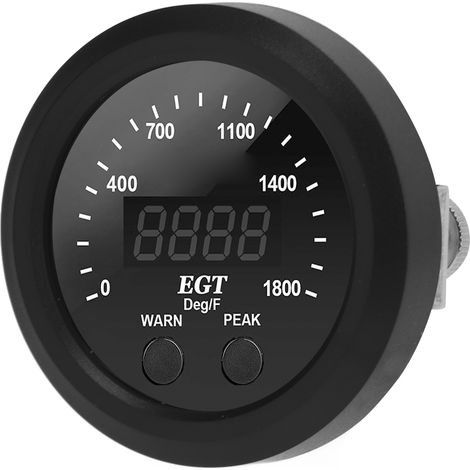 Jauge de température des gaz d'échappement auto 52mm 2-1/16in, ultra fine, 0-1800°F, LED rouge, universelle avec sonde (1/5)