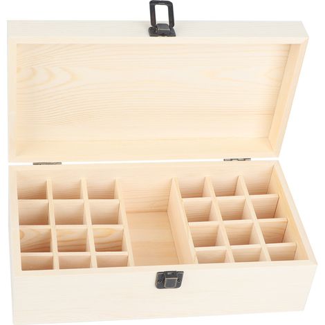 Boîte de Rangement en Bois pour Huiles Essentielles - 25 Compartiments, Présentoir Organisateur (1/5)