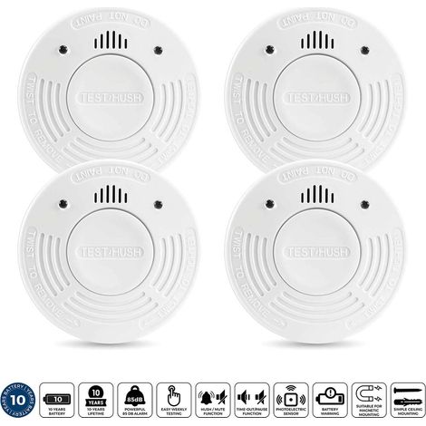 Detector de humo paquete de 4 bateria de 10 anos color blanco (1/5)