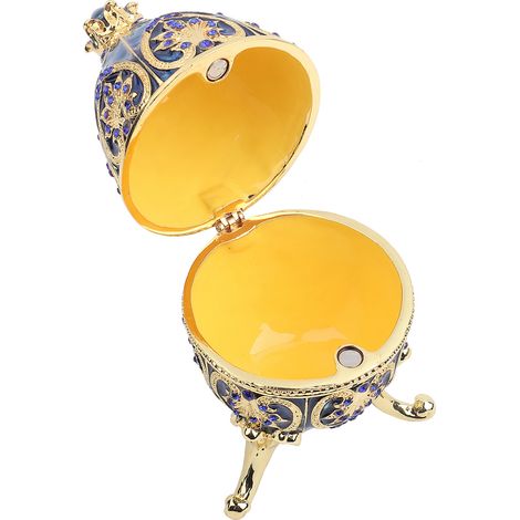 Boîte à bijoux décorative en métal, ornée d'un œuf de Pâques scintillant en diamant artificiel de style européen. (1/5)