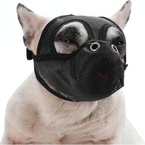 Filiyano-Muselière pour chien à nez court, muselière pour bouledogue ajustable en maille respirante pour mordre et mâcher (1/5)