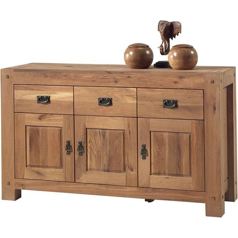 Buffet 3 portes chêne massif 150cm Lodge Casita - 150x50x88 cm - Kayu Meuble (1/5)