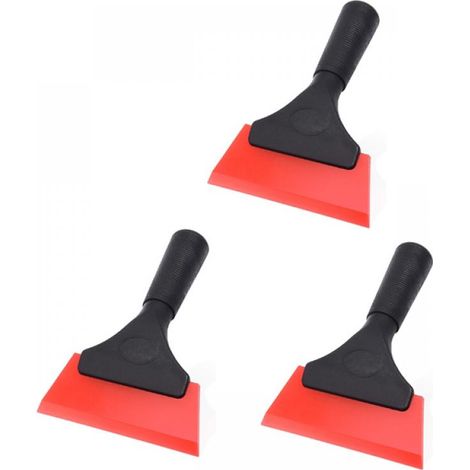Grattoir à vitres multi-usages en silicone pour fenêtres, vitres, portes de douche, grattoir à vitres (12,7 cm, rouge), 3 pièces (1/5)