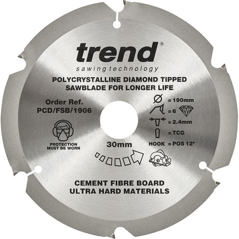 TREND PCD 190MM X 6T X 30MM Diamond Blade Fibre Cement Board (1/5)