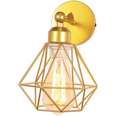 Retro-Wandleuchte, moderne E27-Wandlampe, verstellbarer Winkel (Gold), Wandleuchte mit Metallkäfig, Innenbeleuchtung (1/5)