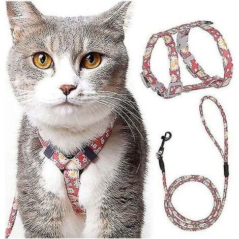 Adjustable Cat Harness Leash Harness (145cm Pink M) for Cats Small Dogs Nylon with Safety Durable Leash Harness for Puppy Kitten Small Animals MUMU (1/4)