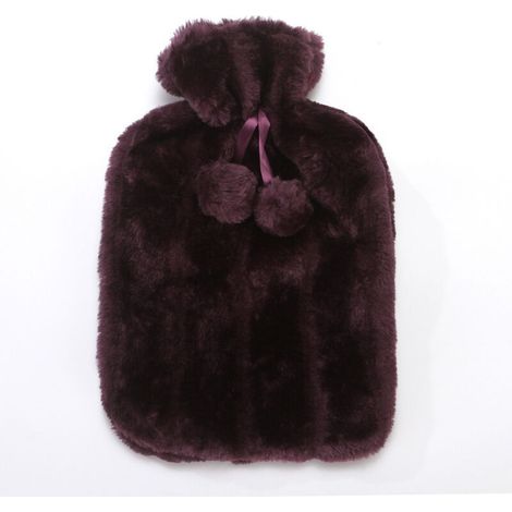 Bouillotte 2L bouillotte chauffante bouillotte adulte et enfant bouillotte isolante bouillotte lit peluche bouillotte, violet