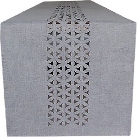 Chemin de table à découpes perforées à angle plat - une seule couche, gris clair - 35 x 183 cm (1/5)
