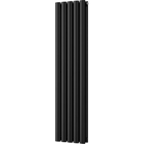Omeara - Black Vertical Radiator H1200mm x W290mm Double Panel
