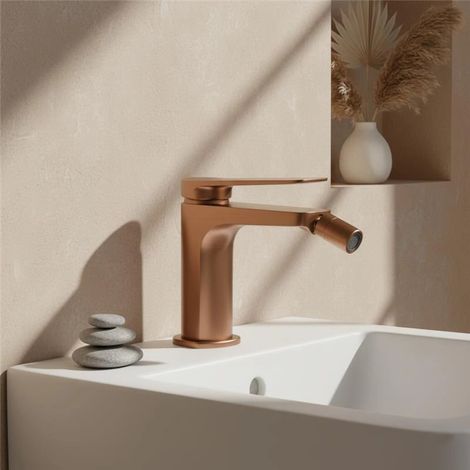 Exagonshop Miscelatore bidet senza scarico in ottone oro rosa