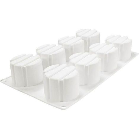 Moule en Silicone 8 Cavités Forme Cylindre pour Mousses et Desserts (1/4)