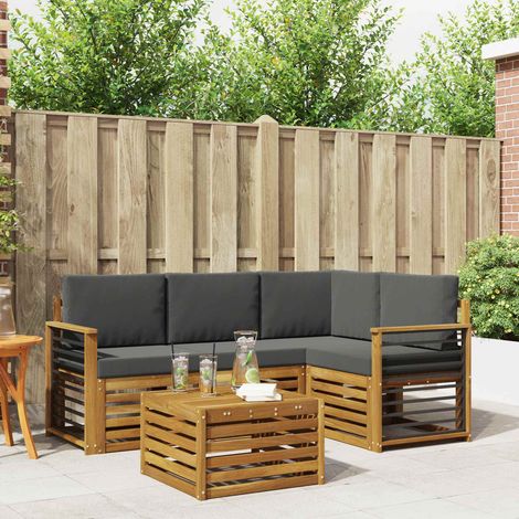 Outdoor-Sofagarnitur mit Kissen 5 pcs Natur und Anthrazit (1/5)