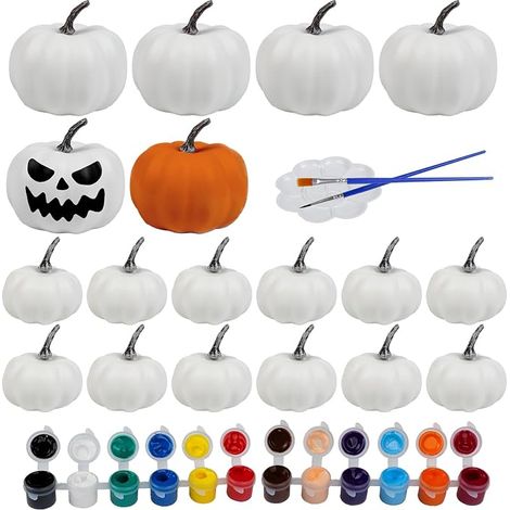 18 Pieces DIY White Pumpkin Mini Artificial Pumpkin Unpainted Decorative for Thanksgiving Decoration Garden Wedding Halloween Christmas Home Autumn Party (1/5)