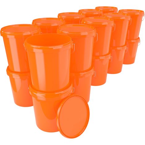 20 Seau avec couvercle 16 L Seau de stockage alimentaire Light Orange PP 20 pièces
