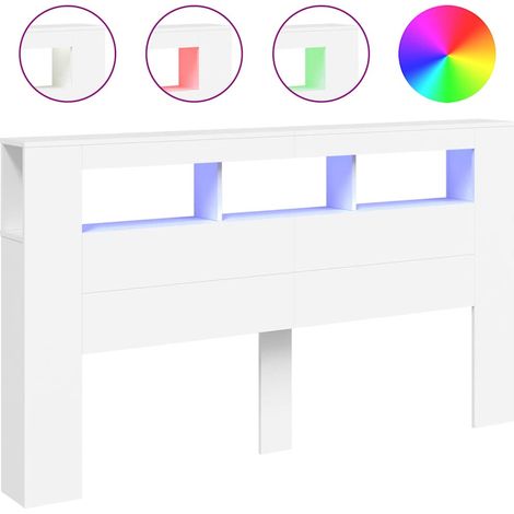 Maison Exclusive - LED-Kopfteil Weiß 180x18,5x103,5 cm Holzwerkst