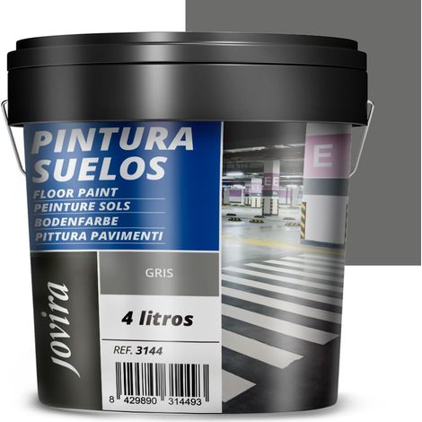 JOVIRA PINTURAS- 6 Chilo - Pittura per pavimenti esterni ed interni, garage e superfici sportive in genere, finitura opaca. Protegge le superfici in calcestruzzo, cemento (4 Litri, Grigio) B-17