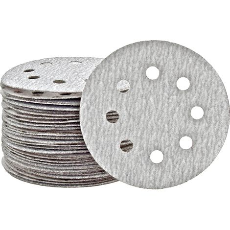 MioTools Shark Dischi abrasivi velcrati, 115 mm, 8 fori, p. Levigatrici rotorbitali, Corindone normale (50 Pz.) G150