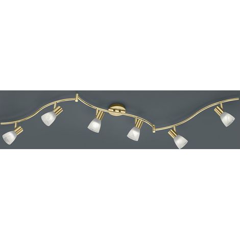 Barra 6 Spot Luci Faretti GU10 3W Orientabili Ottone Vetro Levisto GD Trio