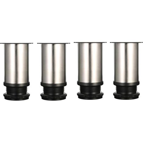 Lot de 4 pieds de meuble réglables en acier inoxydable, diamètre 50 mm, hauteur 80 mm (1/5)