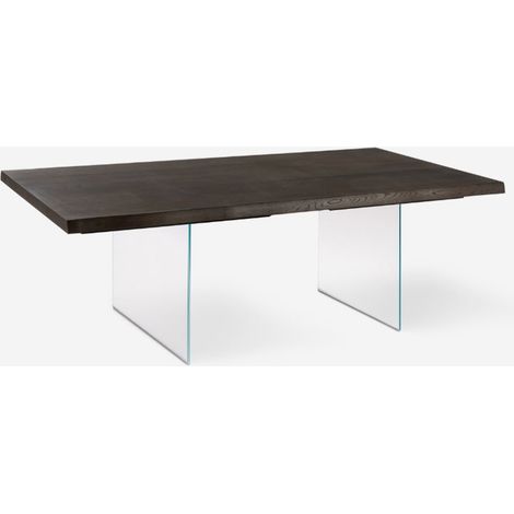 Mesa extensible de roble y cristal para comedor 160/240x90 Forest - Marron oscuro (1/4)