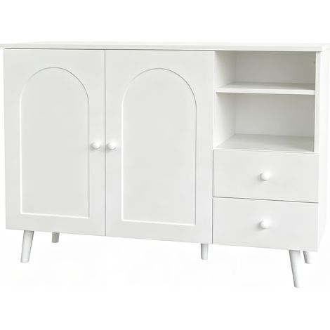 Credenza bianca con 2 ante, 2 cassetti e 2 vani in MDF 118 x 35 x 82 cm (1/5)