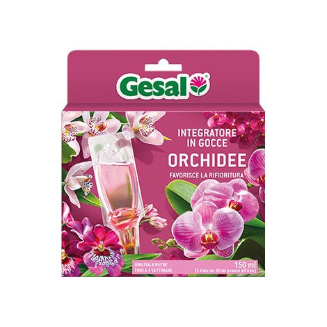Alimento en gotas para orquídeas – 5 ampollas de 30 ml – GESAL – Favorece la rebrotación y el crecimiento saludable