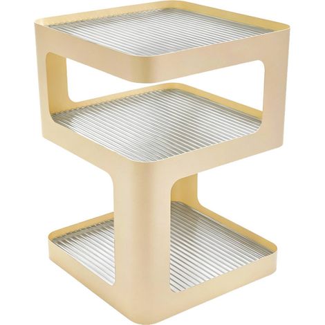 sweeek - Beistelltisch, Nachttisch aus Metall und geriffeltem Glas B 35 x H 50cm (1/4)