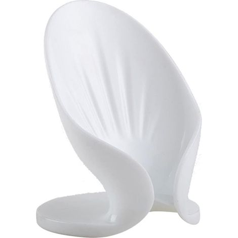 Porte-Savon en Forme de Feuille, Porte-Savon Feuille, Bote Savonvidange, Auto-Drainant Antidérapant Porte-Savon avec Ventouse pour Cuisine Salle Bain(Blanc)- (1/5)