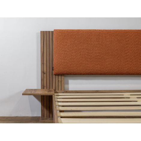 BOBOCHIC - Lit LIOR lattes massives pieds en bois naturel 160x200 Orange