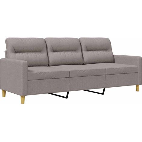 Divano a 3 Posti Sofa Tortora 180 cm in Tessuto (1/5)