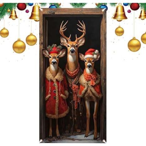 Housse de porte de Noël Accessoire Décoratif de Fêtes 2D Plat 90x180 cm (1/5)