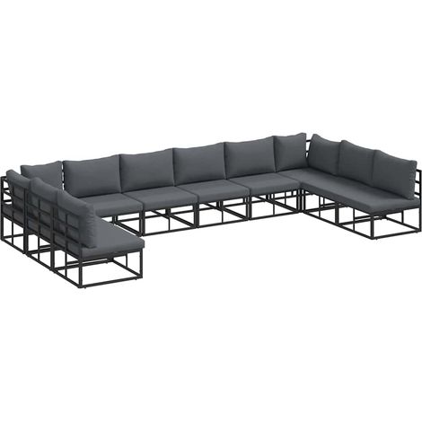 Maison Exclusive - Set Divano da Giardino con cuscino 10 pcs Nero Alluminio