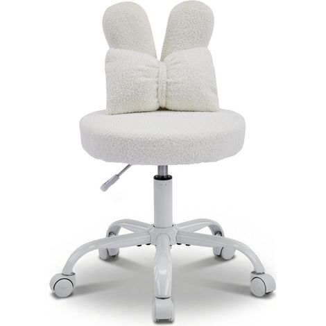 Hasenohr-Schreibtischstuhl Teddyfell 360° drehbar höhenverstellbar 17,5–21,3 Zoll (1/5)