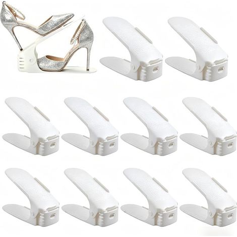 emplacements pour chaussures empileur de chaussures réglable étagère à chaussures à double niveau étagère à chaussures pour l’organisation des placards organisadores de zapatos (1/5)