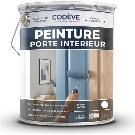 Peinture Porte Interieur - 5 L   - Codeve Bois - RAL 7005 - Gris souris - Pour La Décoration De Votre Porte En Pin, Sapin, Frêne Ou Chêne. (1/5)
