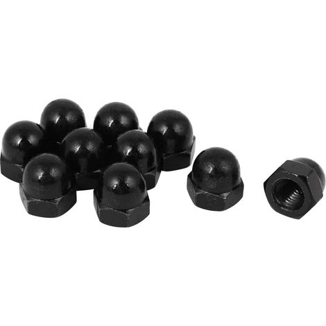 10pcs Écrou Borgne Noir M12 Hexagonal Dôme Clous Carbure Acier Décoratif pour Vis Boulon (1/2)