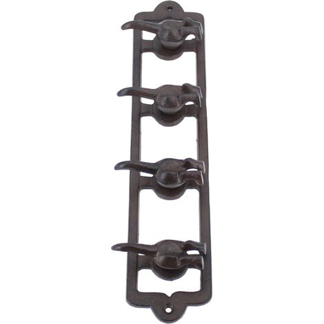 Percha de pared de perro de hierro fundido 4 ganchos 35 cm (1/4)
