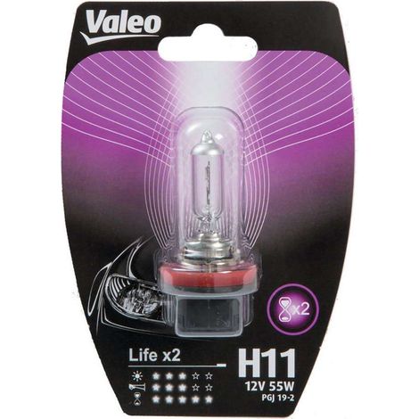 VALEO H11 lampada singola auto 12V 55W life x2 attacco PGJ 19-2 Originale
