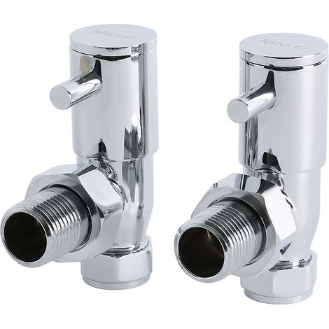 Milano Chrome Angled Heated Towel Rail Radiator Valves - Pair (1/5)