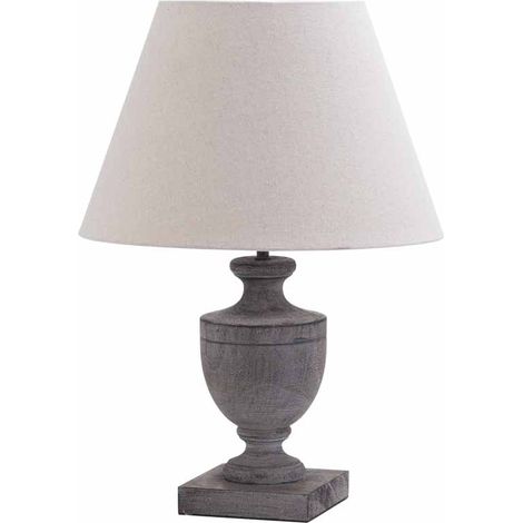 Incia Urn Wooden Table Lamp - Fabric/Wood - L35 x W35 x H51 cm - Brown