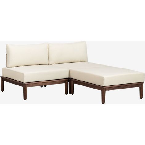 Divano modulare a 2 pezzi e pouf in acacia Giulia SKLUM            