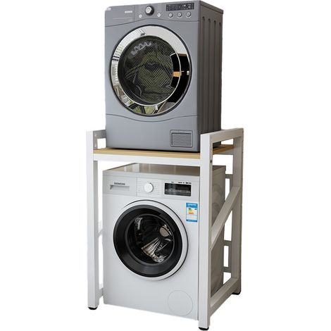 ÉTagèRe De Rangement pour Laveuse Et SéCheuse, unité de rangement pour machine à laver, kit d'empilage pour laveuse et sécheuse, étagère de rangement Hauteur RéGlable - Blanc