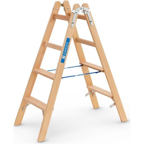 Zarges Holz Stehleiter Crestastep B, beidseitig begehbar 2x4 Stufen (1/3)